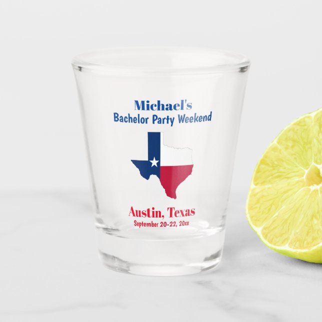Austin Texas Bachelor Party Favor Weekend Trip Shot Glass (Front)