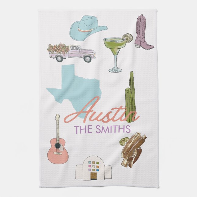 Austin Texas Bachelorette Wedding  Kitchen Towel (Vertical)