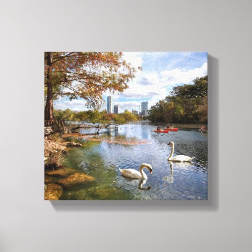Austin Texas Barton Creek  Ladybird Lake Skyline Canvas Print