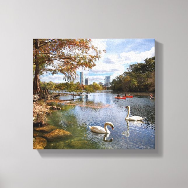 Austin, Texas Barton Creek / Ladybird Lake Skyline Canvas Print (Front)
