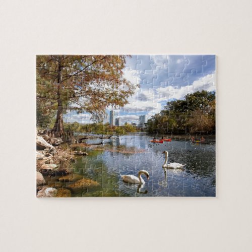 Austin Texas Barton Creek  Ladybird Lake Swans Jigsaw Puzzle