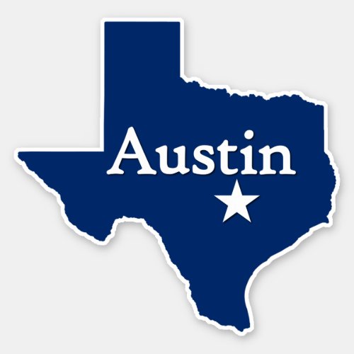 Austin Texas Capital City State Map Sticker
