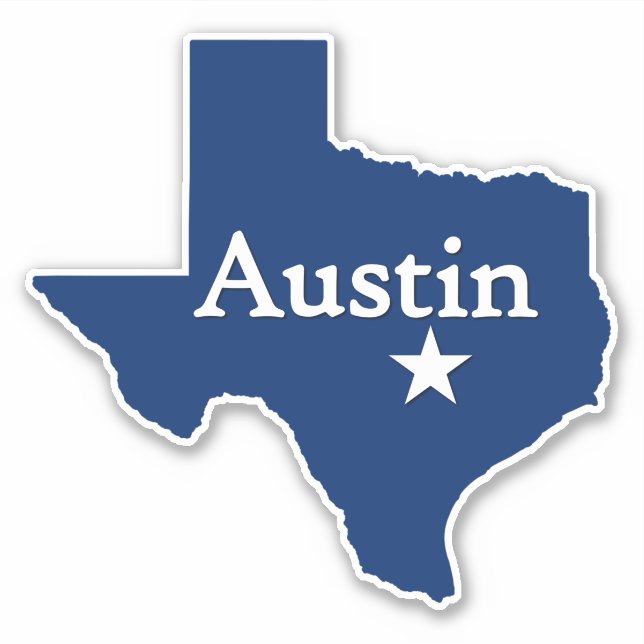 Austin, Texas Capital City State Map Sticker (Front)