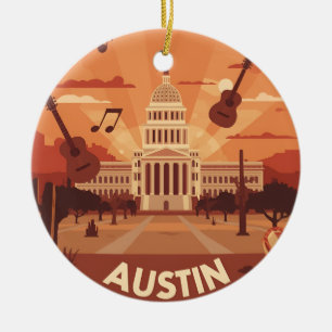 Austin Texas Capitol Building Music City Ceramic Ornament