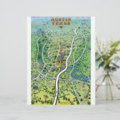 Austin Texas Cartoon Map (Standing Front)