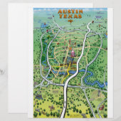 Austin Texas Cartoon Map (Front/Back)