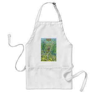 Austin Texas Cartoon Map Adult Apron