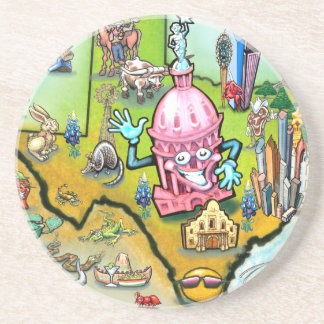 Austin Texas Cartoon Map Drink Coaster