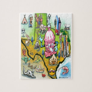 Austin Texas Cartoon Map Jigsaw Puzzle
