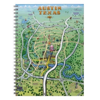 Austin Texas Cartoon Map Notebook