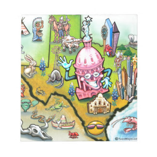 Austin Texas Cartoon Map Notepad