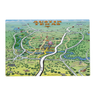 Austin Texas Cartoon Map Placemat
