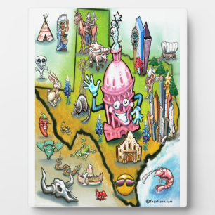 Austin Texas Cartoon Map Plaque