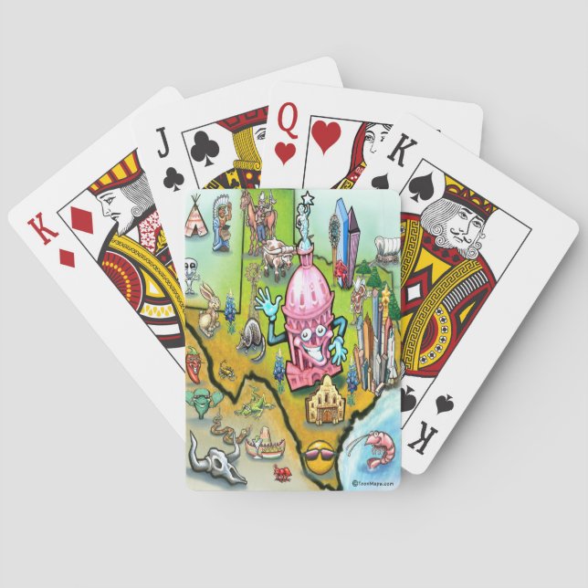 Austin Texas Cartoon Map Poker Cards (Back)