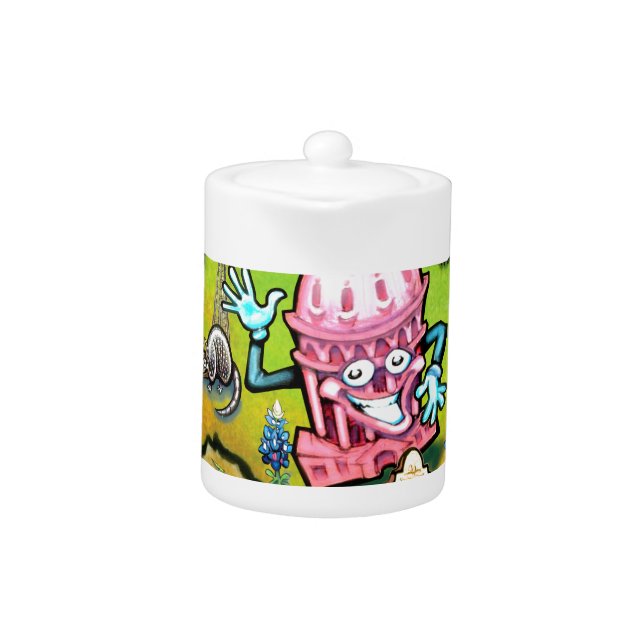 Austin Texas Cartoon Map Teapot (Front)