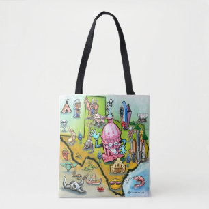 Austin Texas cartoon map Tote Bag