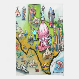 Austin Texas Cartoon Map Towel