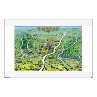 Austin Texas Cartoon Map Wall Sticker