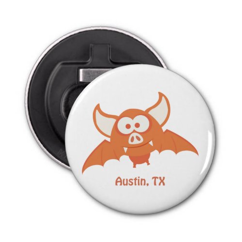 Austin Texas Cartoon Orange  Bat Bottle Opener