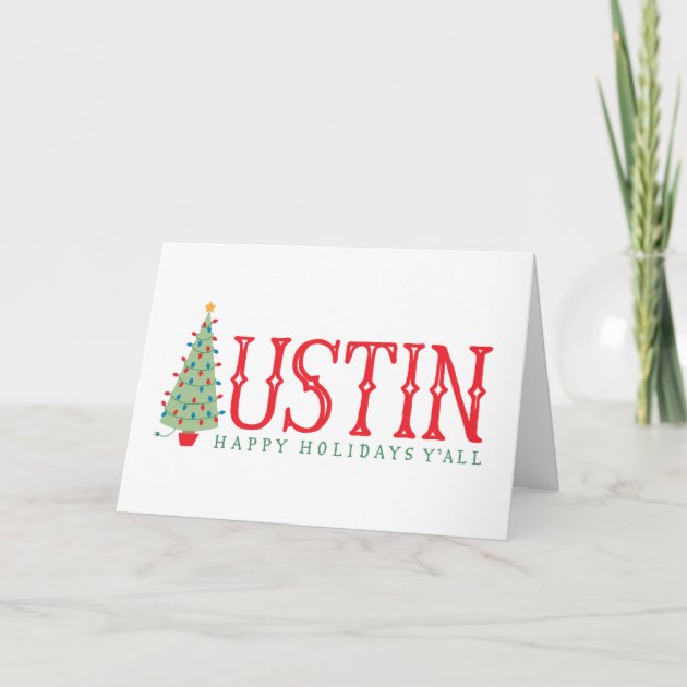 Austin, Texas Christmas Tree Happy Holidays Invitation