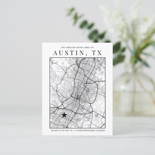 Austin Texas City Map  Location Marker  Postcard