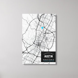 Austin, Texas City Map + Mark Your Location Canvas Print