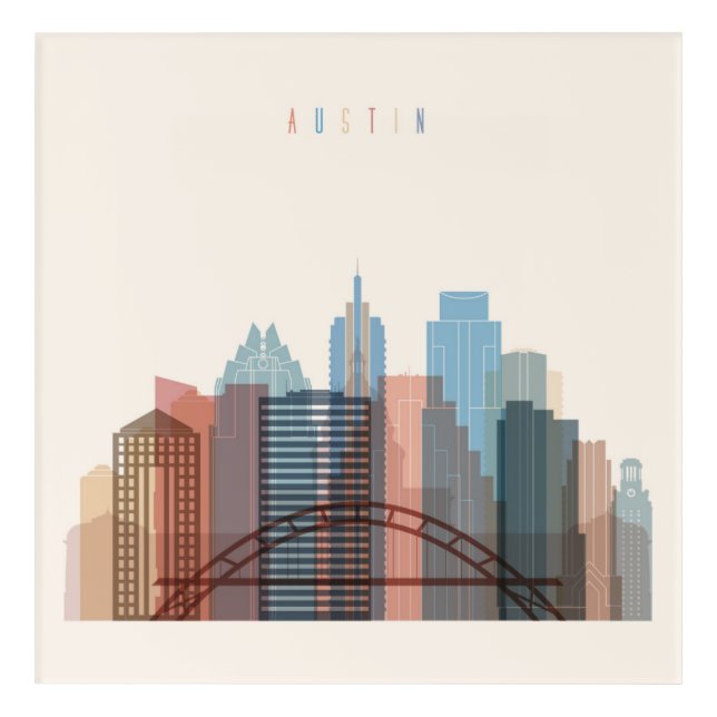 Austin, Texas | City Skyline Acrylic Print (Front)