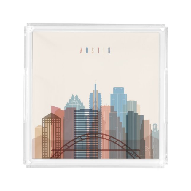 Austin, Texas | City Skyline Acrylic Tray (Front)
