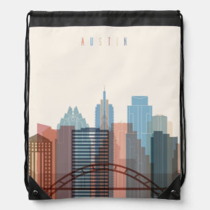 Austin, Texas City Skyline Drawstring Bag