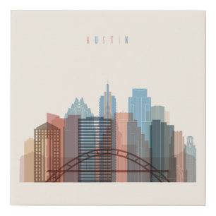 Austin, Texas City Skyline Faux Canvas Print