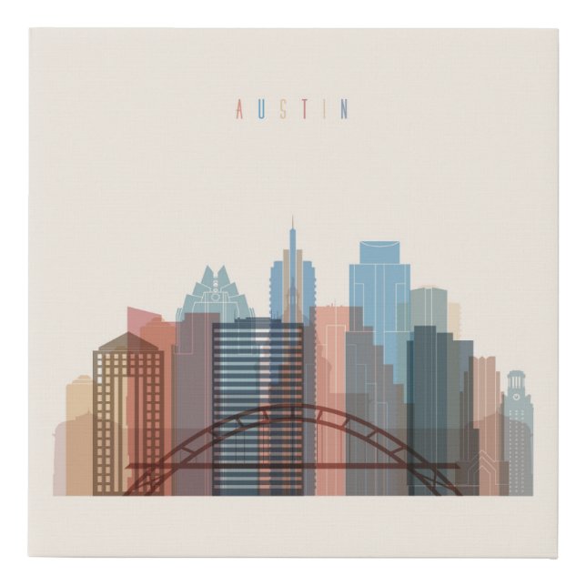 Austin, Texas | City Skyline Faux Canvas Print (Front)