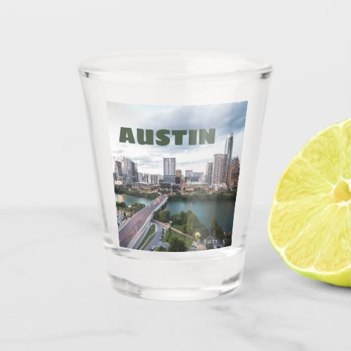 Austin Texas city skyline photo Shot Glass