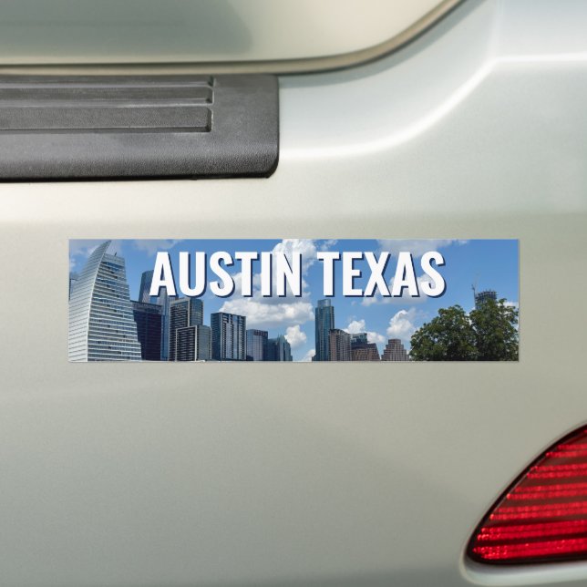 Austin Texas City Skyline Photography Bumper Sticker (On Car)