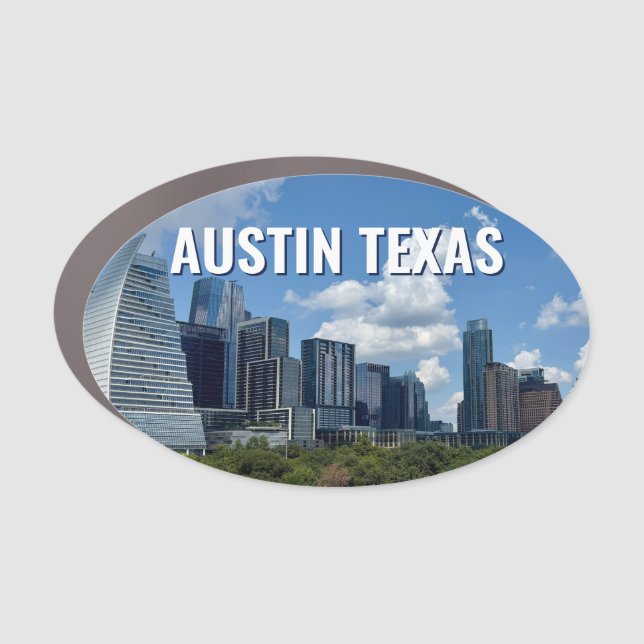 Austin Texas City Skyline Photography Car Magnet (Front)