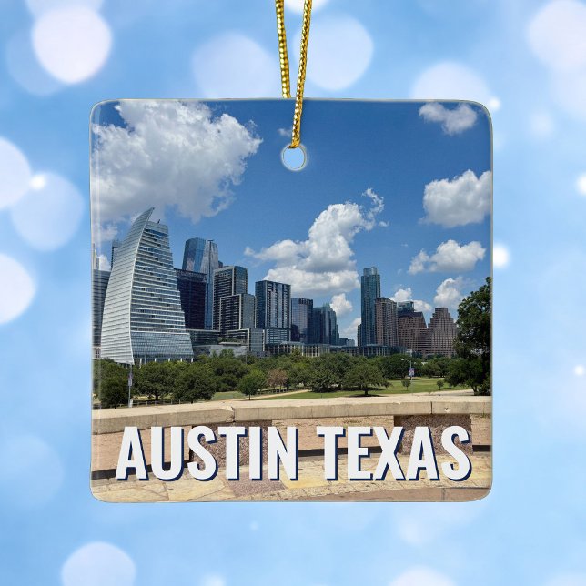 Austin Texas City Skyline Photography Christmas Ceramic Ornament (Creator Uploaded)