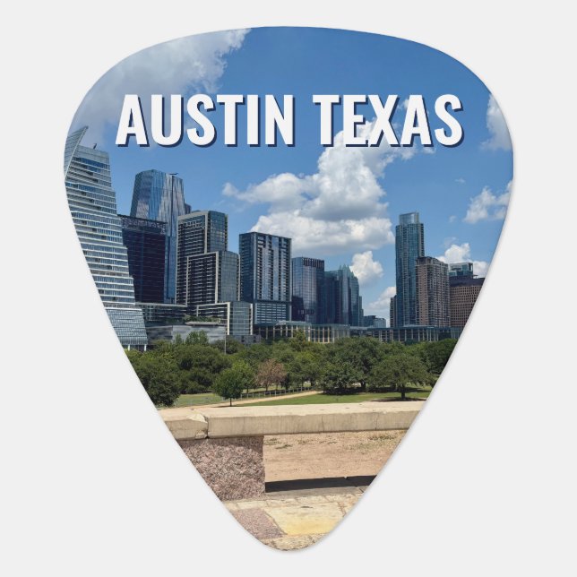 Austin Texas City Skyline Photography Guitar Pick (Front)