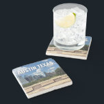 Austin Texas City Skyline Photography Stone Coaster<br><div class="desc">This modern Austin Texas souvenir coaster features beautiful blue sky and clouds above the city skyline. All of the new buildings against the pretty green trees that epitomizes the beauty of the urban downtown and nature of the place. Great travel keepsake gift for a visitor or a local Austinite that...</div>