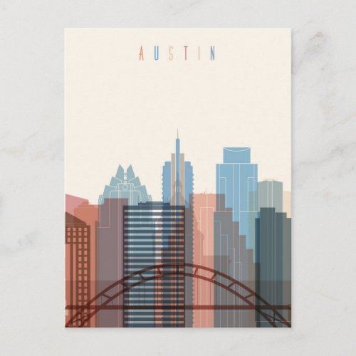 Austin Texas  City Skyline Postcard