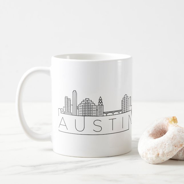 Austin, Texas | City Stylized Skyline Coffee Mug (With Donut)