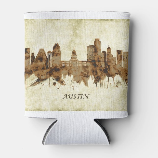 Austin Texas Cityscape Can Cooler (Front)