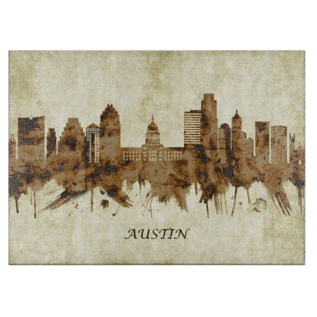 Austin Texas Cityscape Cutting Board (Front)