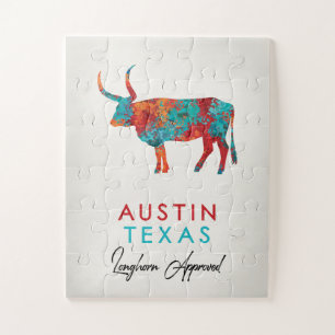 Austin Texas Colorful Longhorn Jigsaw Puzzle