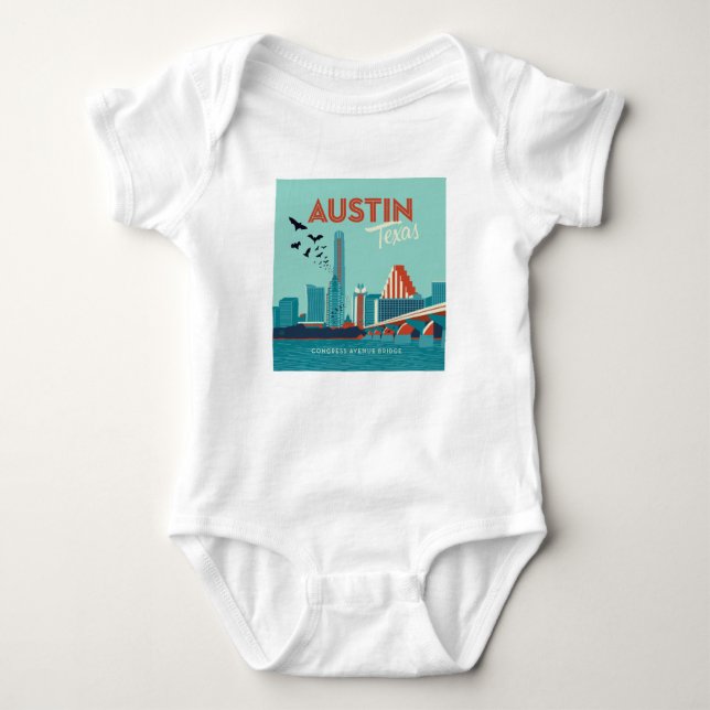 Austin, Texas | Congress Avenue Bridge Baby Bodysuit (Front)