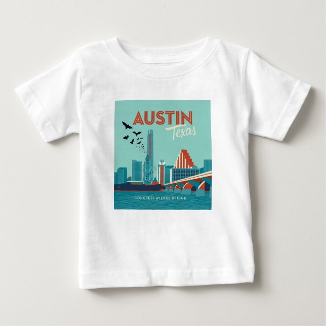 Austin, Texas | Congress Avenue Bridge Baby T-Shirt (Front)