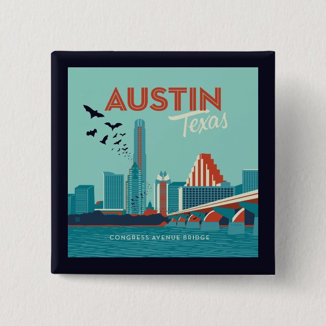 Austin, Texas | Congress Avenue Bridge Button (Front)