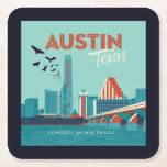 Austin, Texas | Congress Avenue Bridge Square Paper Coaster<br><div class="desc">Anderson Design Group is an award-winning illustration and design firm in Nashville,  Tennessee. Founder Joel Anderson directs a team of talented artists to create original poster art that looks like classic vintage advertising prints from the 1920s to the 1960s.</div>