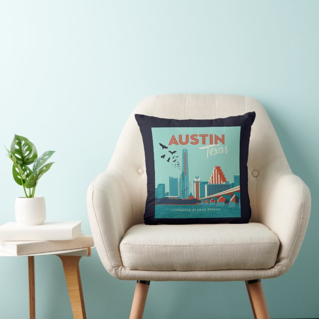 Austin, Texas | Congress Avenue Bridge Throw Pillow (Chair)