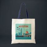 Austin, Texas | Congress Avenue Bridge Tote Bag<br><div class="desc">Anderson Design Group is an award-winning illustration and design firm in Nashville,  Tennessee. Founder Joel Anderson directs a team of talented artists to create original poster art that looks like classic vintage advertising prints from the 1920s to the 1960s.</div>