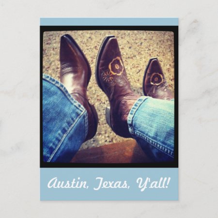 Austin Texas Cowboy Cowgirl Boots Postcard