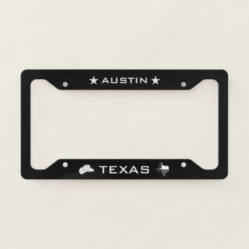 Austin Texas Cowboy Hat  License Plate Frame